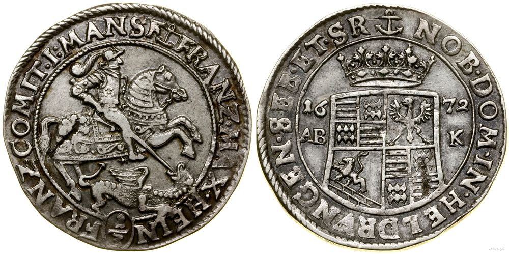 Niemcy, 1/3 talara ( 1/2 guldena ), 1672 AB-K