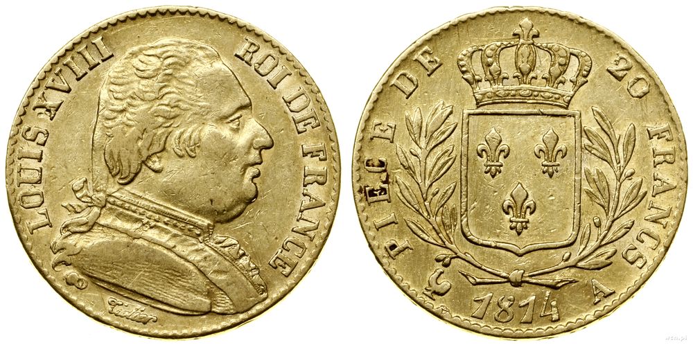 Francja, 20 franków, 1814 A