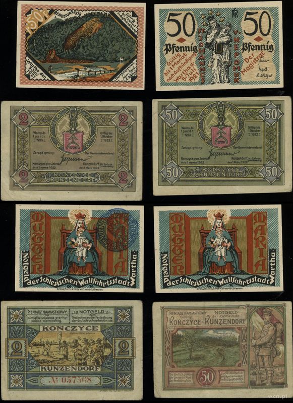 Śląsk, zestaw 4 banknotów, 1921–1923