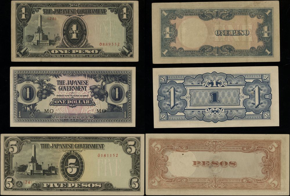 Filipiny, zestaw 6 banknotów, 1942–1944