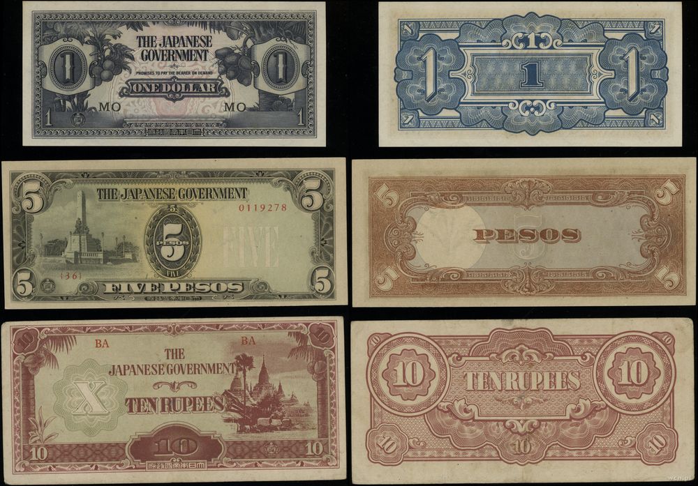 Filipiny, zestaw 6 banknotów, 1942–1944