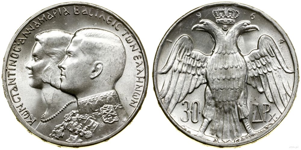 Grecja, 30 drachm, 1964