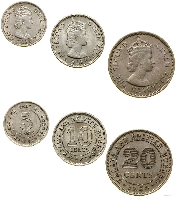 Brytyjskie Borneo Północne, zestaw 3 monet