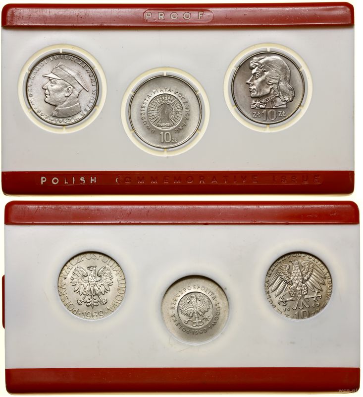 Polska, zestaw: 3 x 10 złotych, 1967, 2 x 1969