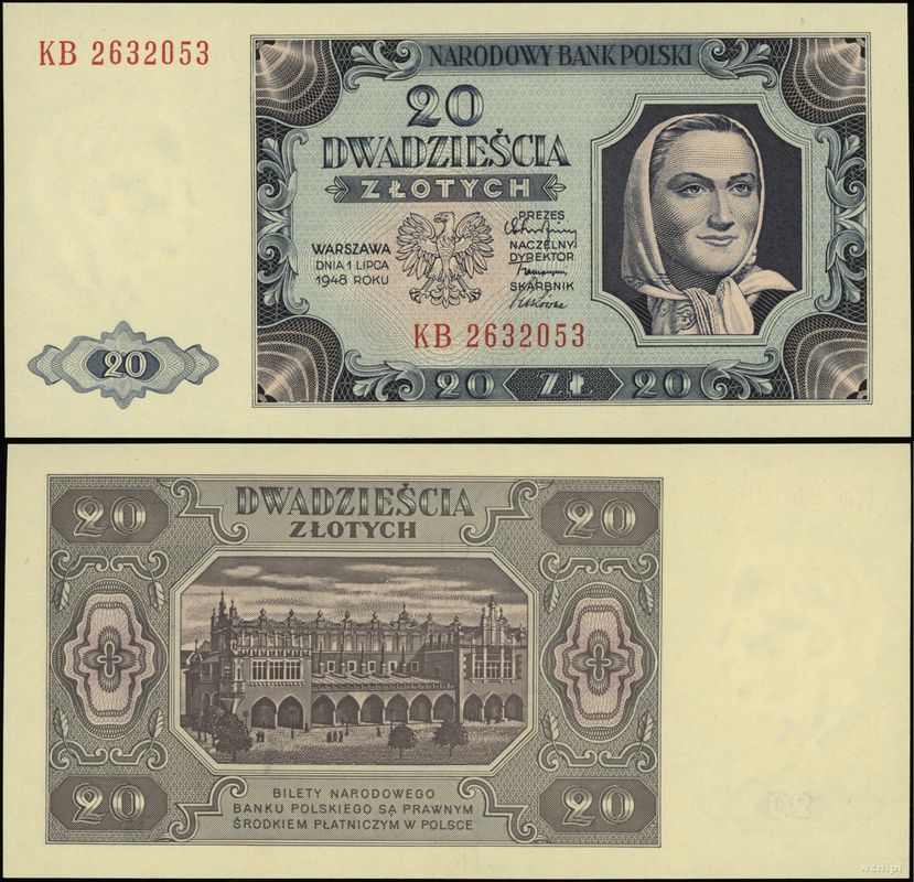 Polska, 20 złotych, 1.07.1948