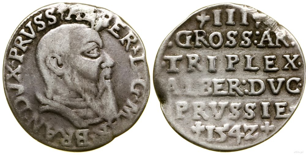 Prusy Książęce (1525–1657), trojak, 1542