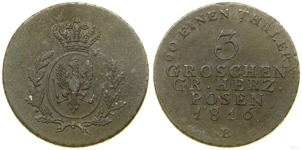 Polska, 3 grosze (trojak), 1816 B