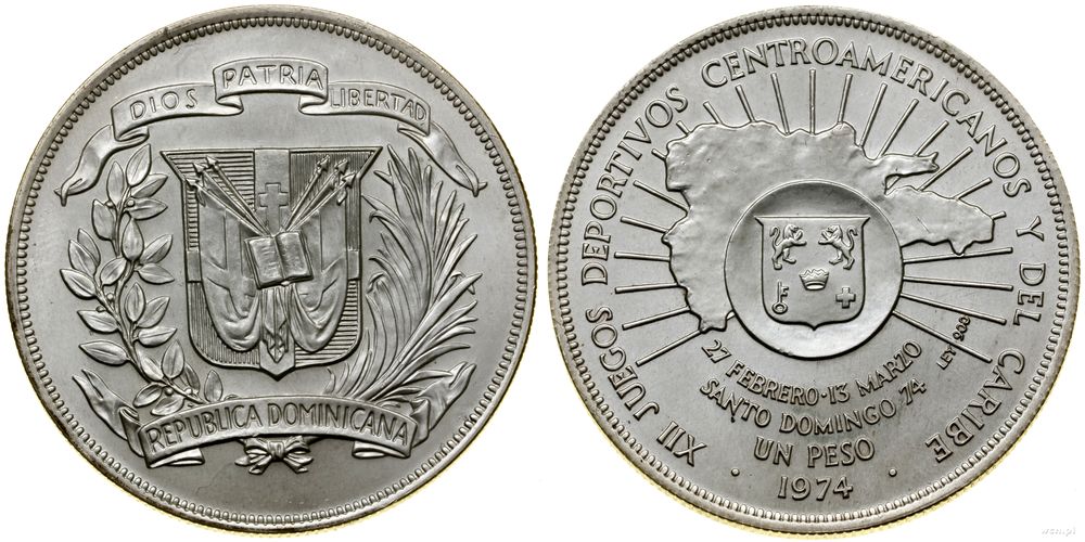 Dominikana, 1 peso, 1974