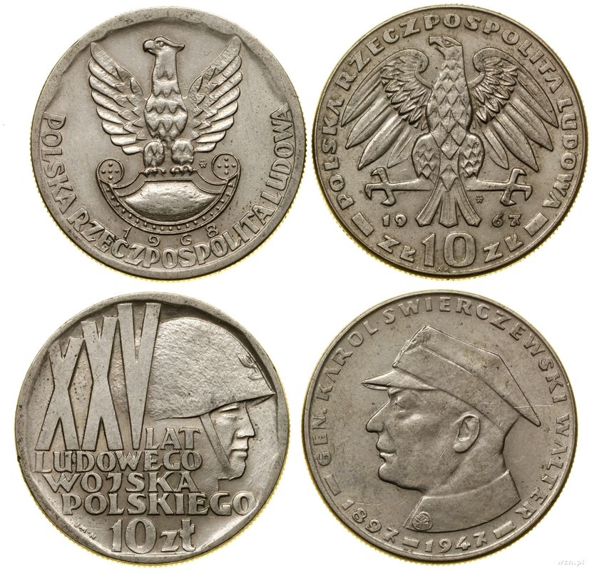Polska, zestaw: 2 x 10 złotych, 1967 i 1968