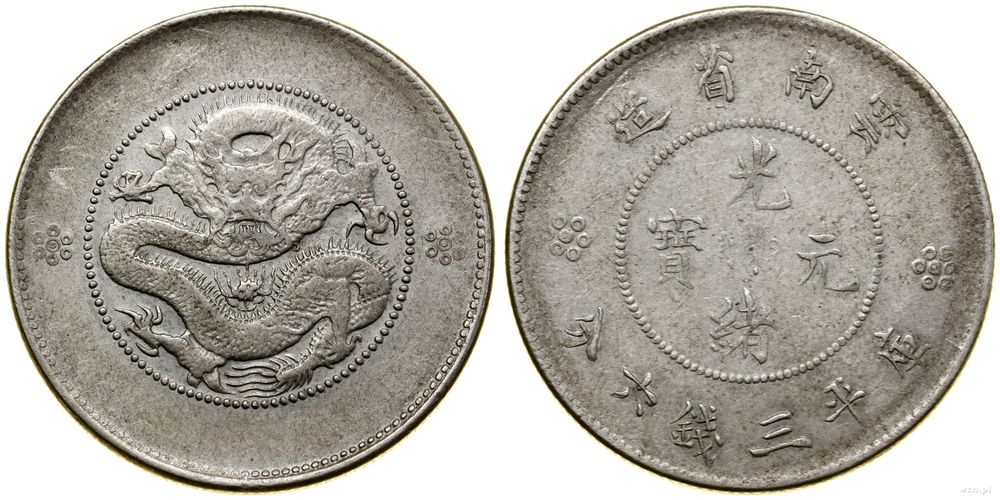 Chiny, 50 centów (3 mace i 6 kandarynów), 1908