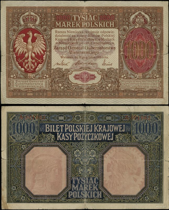 Polska, 1.000 marek polskich, 9.12.1916