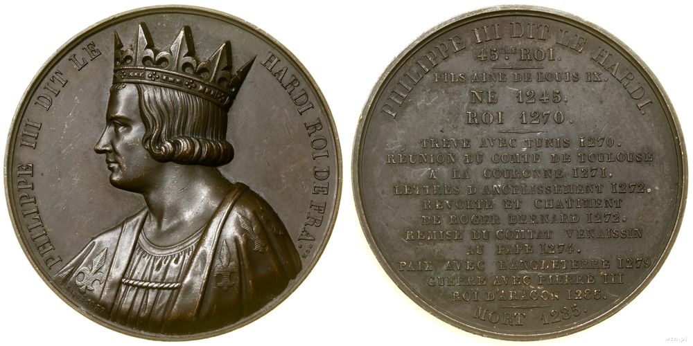 Francja, medal z serii władcy Francji -– Filip III, 1837