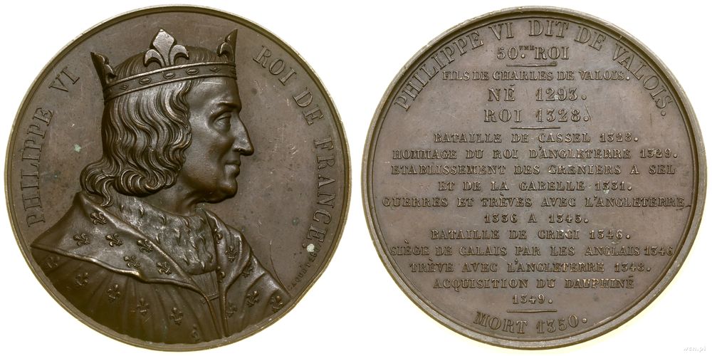Francja, medal z serii władcy Francji – Filip VI, 1837