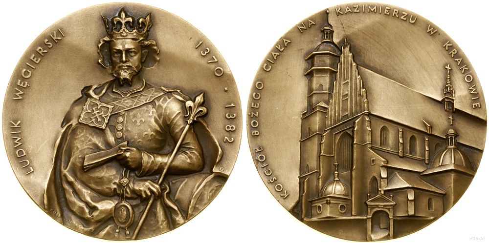 Polska, medal z serii królewskiej koszalińskiego oddziału PTAiN – Kazimierz Wielki, 1993