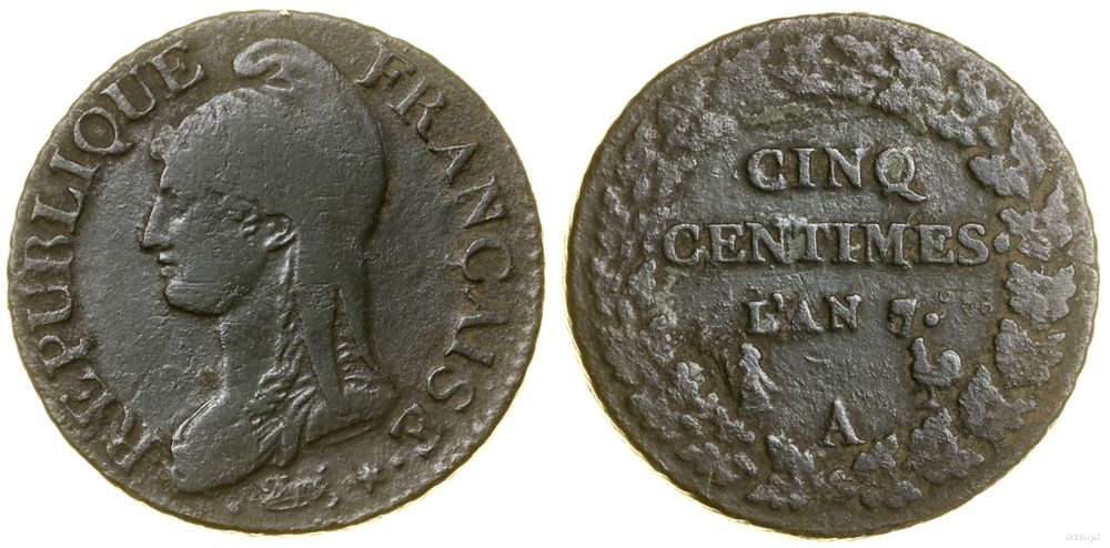 Francja, 5 centymów, 1798 (L'AN 7)