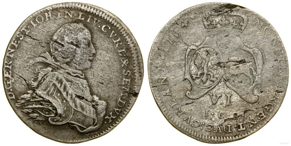 Księstwo Kurlandii, szóstak, 1764 ICS