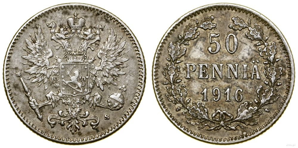 Finlandia, 50 pennia, 1916 S