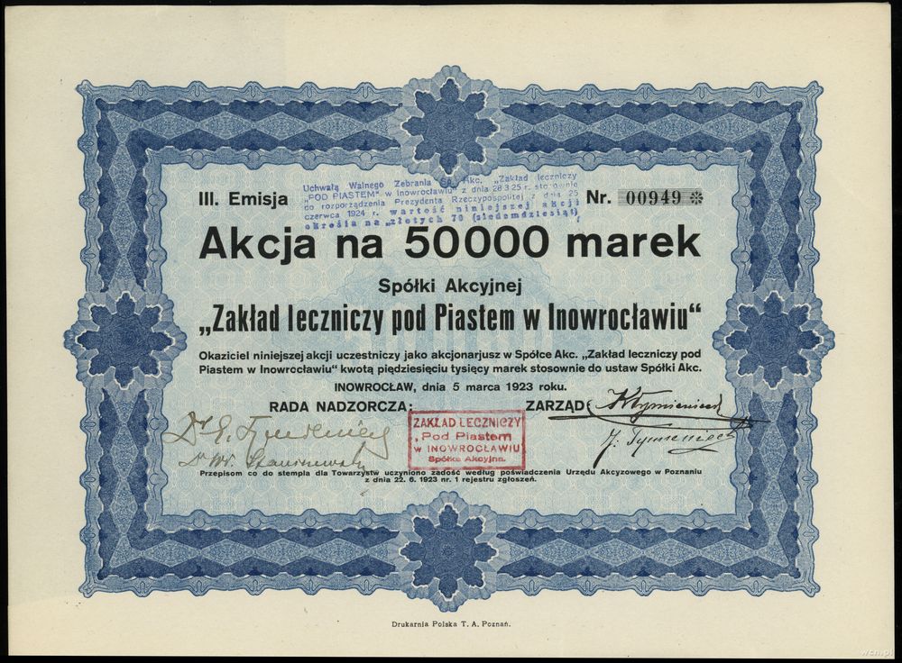 Polska, akcja na 50.000 marek, 5.03.1923