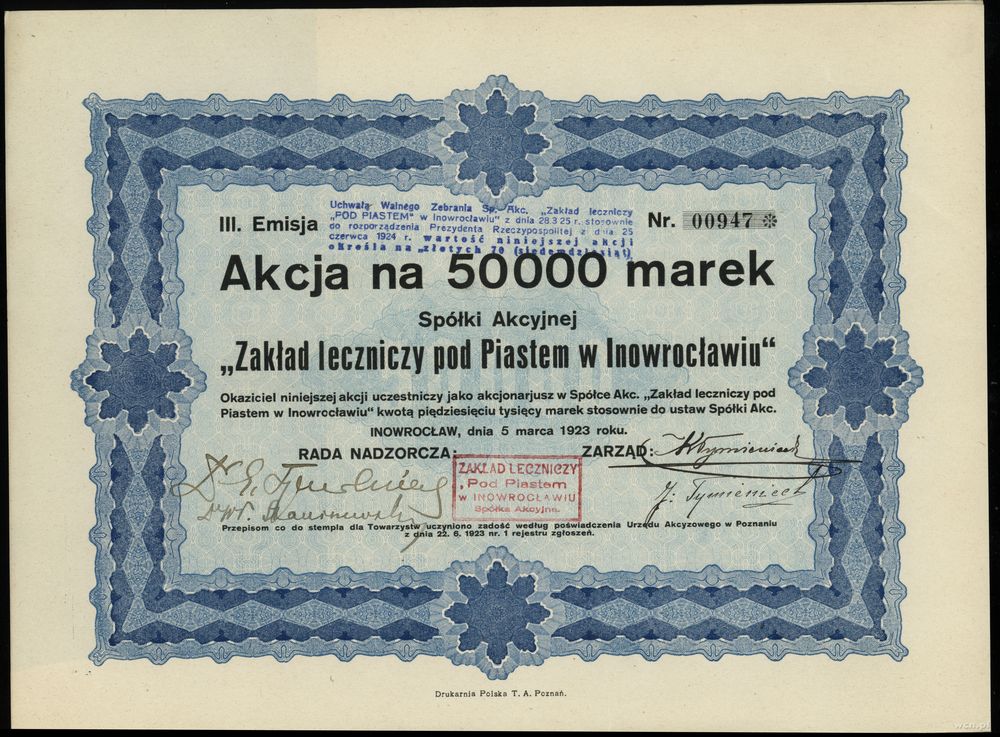 Polska, akcja na 50.000 marek, 5.03.1923