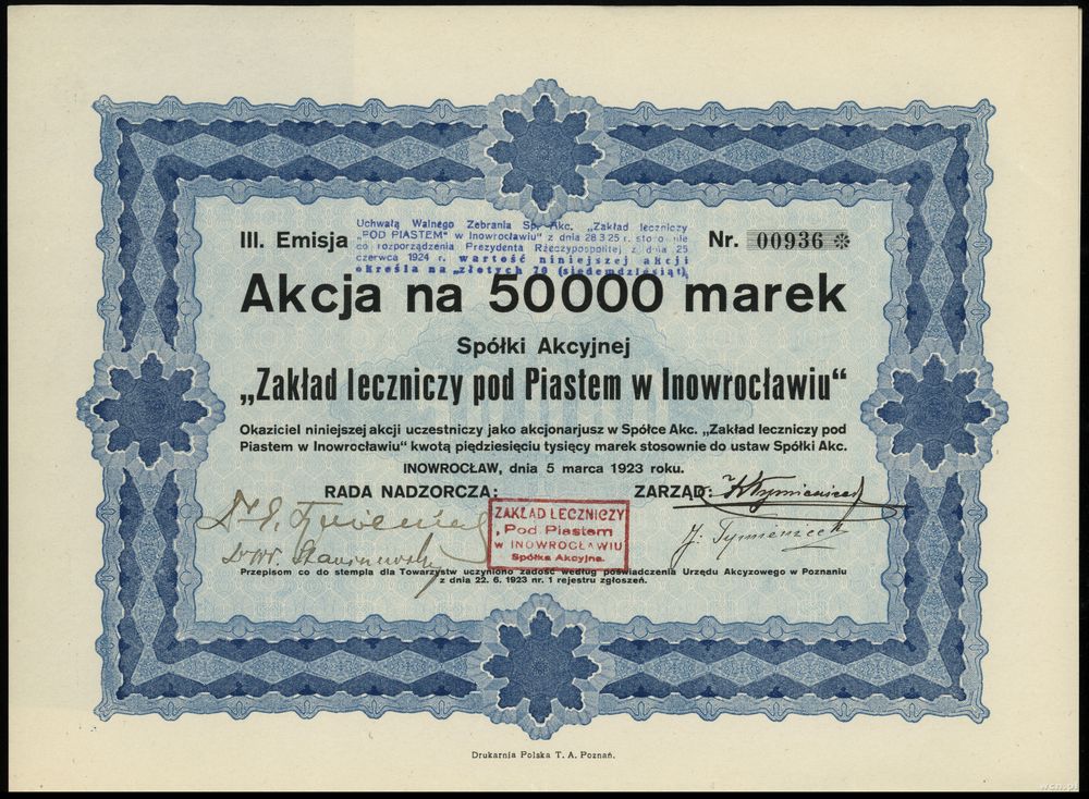 Polska, akcja na 50.000 marek, 5.03.1923