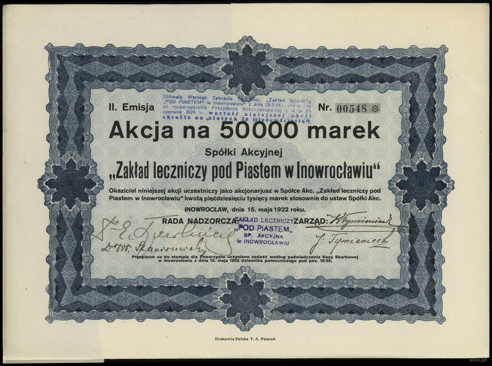 Polska, akcja na 50.000 marek, 15.05.1922