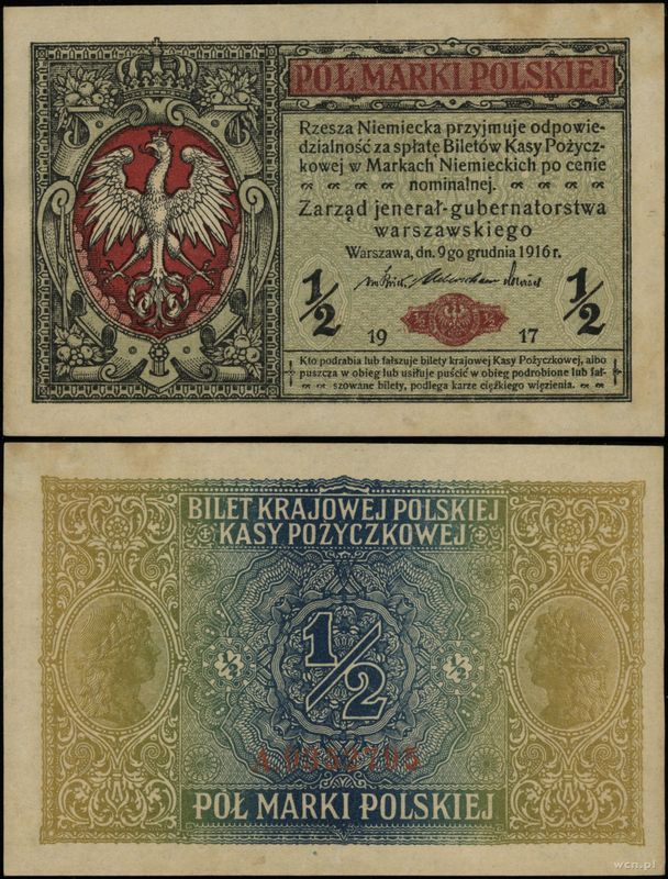 Polska, 1/2 marki polskiej, 9.12.1916