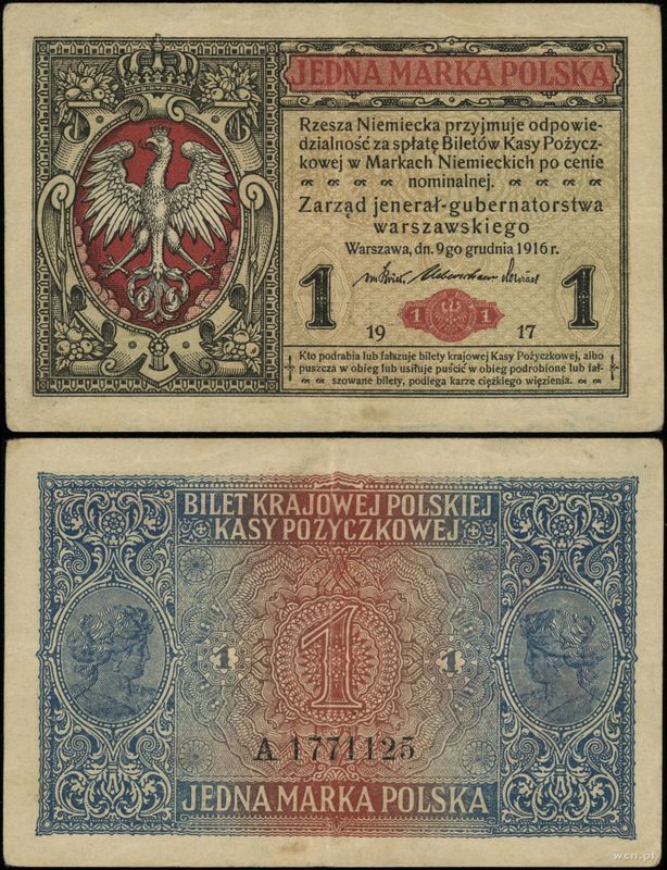 Polska, 1 marka polska, 9.12.1916