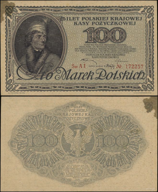 Polska, 100 marek polskich, 15.02.1919