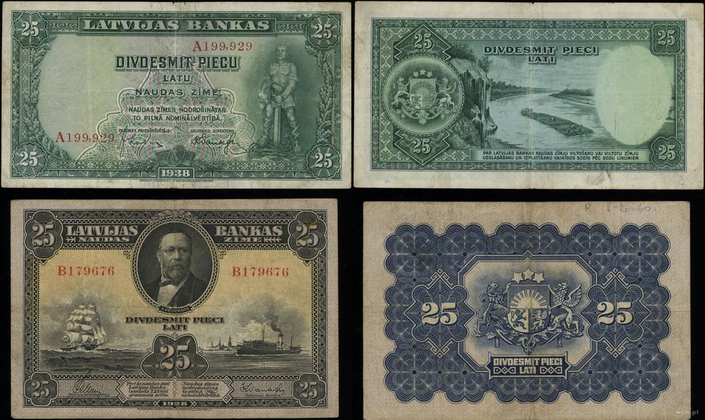 Łotwa, zestaw: 2 x 25 łatów, 1928 i 1938