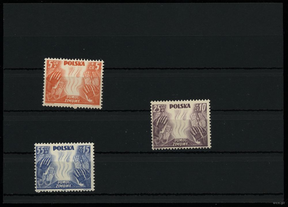 Polska, 3 znaczki z dopłatą na Niemiecką Pomoc Zimową, (1938)