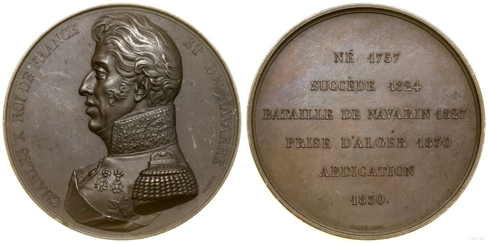 Francja, medal z serii władcy Francji – Karol X, 1834