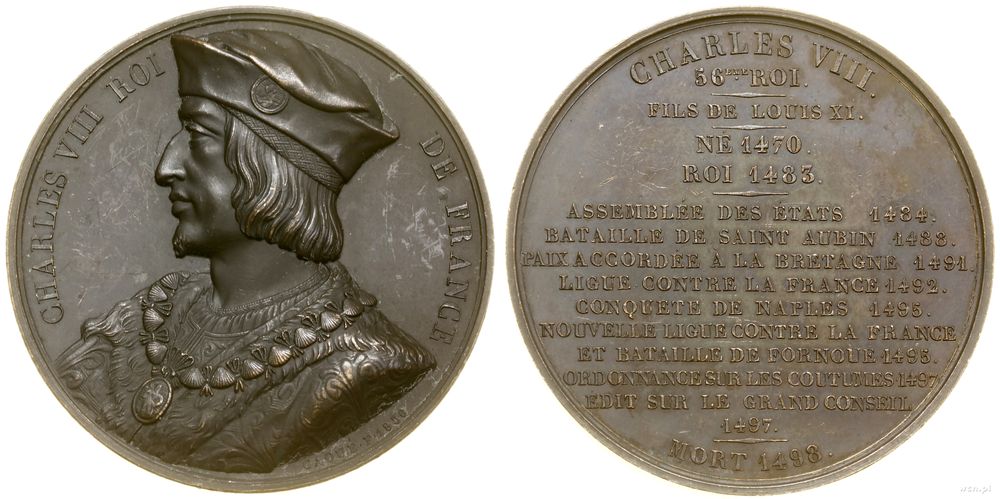 Francja, medal z serii władcy Francji – Karol VIII Życzliwy, 1836