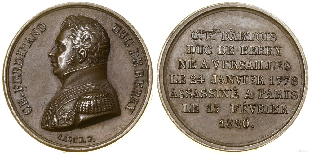 Francja, medal pamiątkowy, 1820