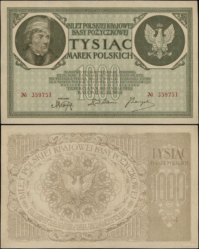 Polska, 1.000 marek polskich, 17.05.1919