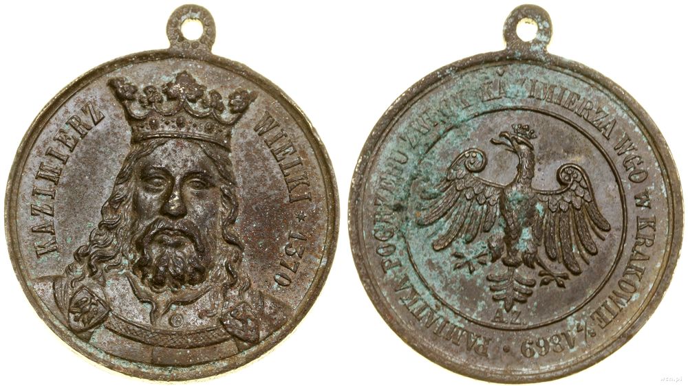 Polska, Pamiątka z powtórnego pogrzebu szczątków Kazimierza Wielkiego, 1869