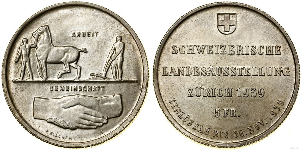 Szwajcaria, 5 franków, 1939