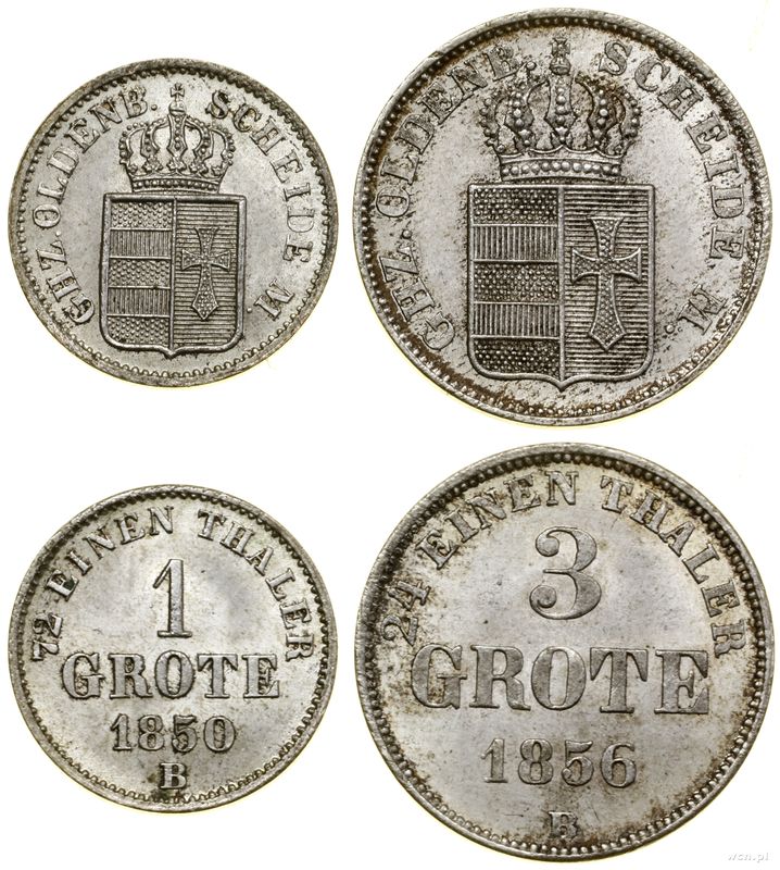 Niemcy, zestaw: 1 i 3 grote, 1850, 1856