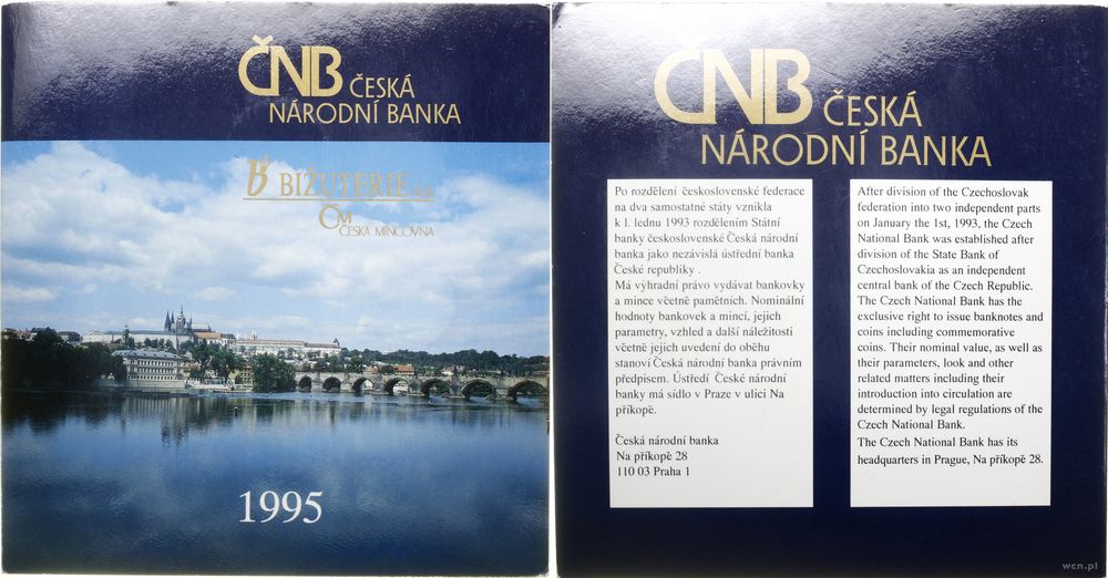 Czechy, zestaw 9 monet + żeton, 1995