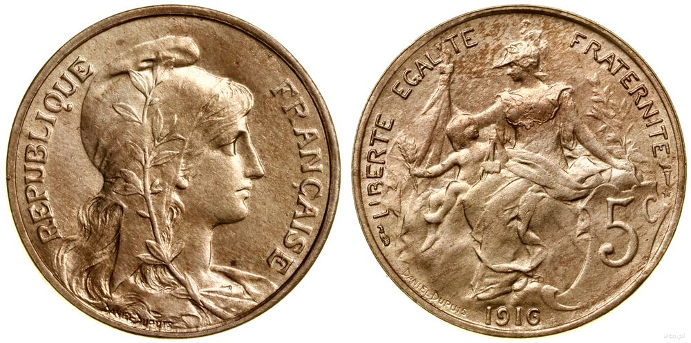 Francja, 5 centymów, 1916
