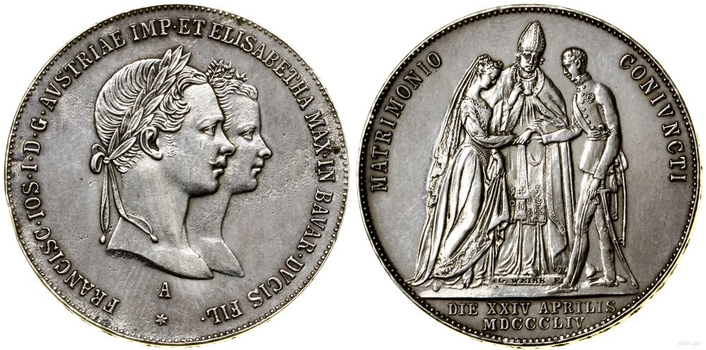 Austria, gulden zaślubinowy, 1854 A