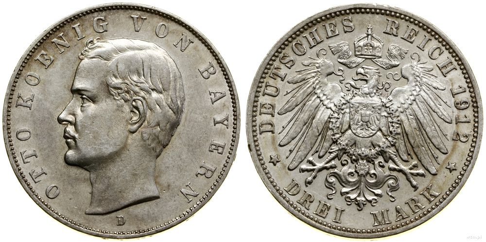 Niemcy, 3 marki, 1912 D