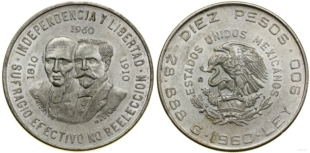 Meksyk, 10 peso, 1960