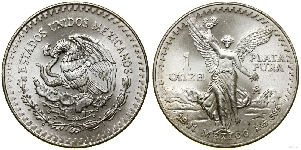 Meksyk, 1 uncja srebra, 1991