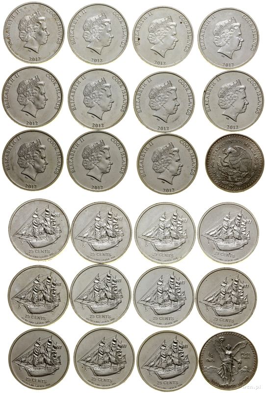 Wyspy Cooka, zestaw: 12 x 1/4 uncji srebra, 1992–2012