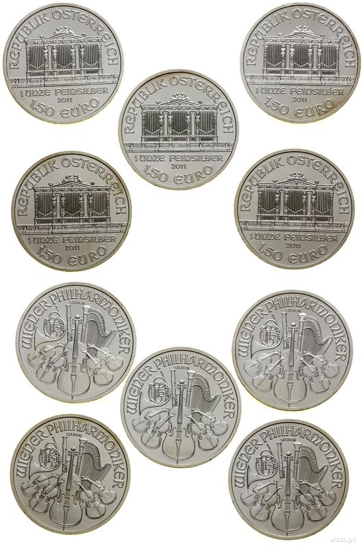 Austria, zestaw: 5 x 1.50 euro, 2011