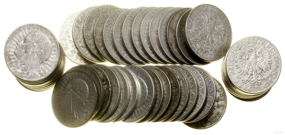 Polska, zestaw 50 x 5 złotych, różne roczniki