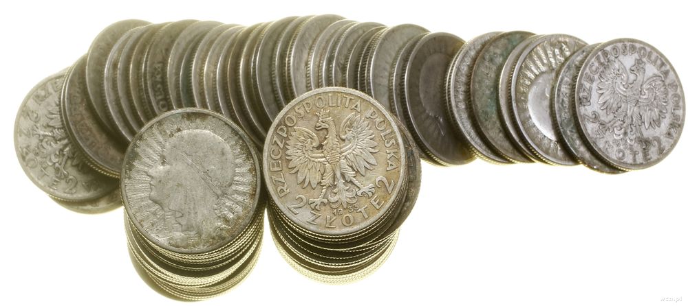 Polska, zestaw 100 x 2 złote, różne roczniki