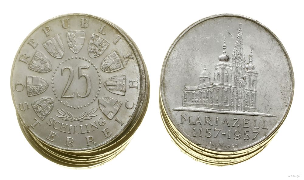 Austria, zestaw 20 x 25 szylingów, 1957