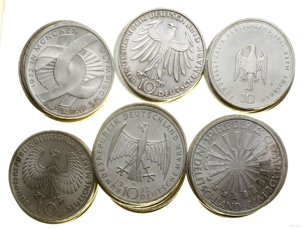 Niemcy, zestaw 50 x 10 marek, różne roczniki