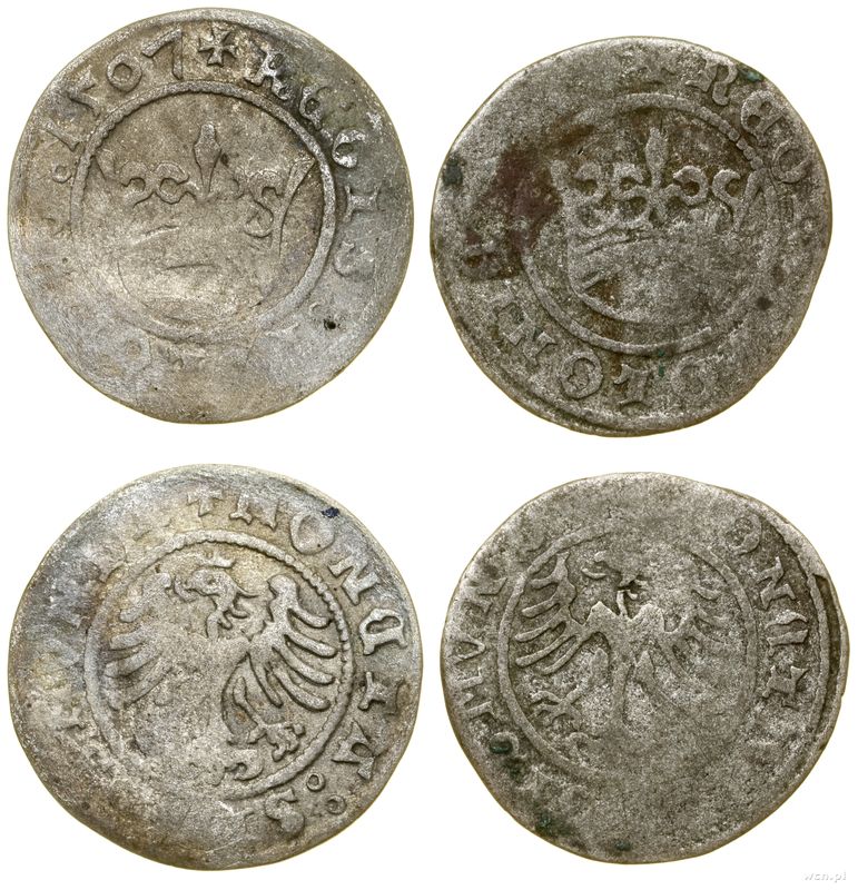 Polska, zestaw: 2 x półgrosz, 1507 i data nieczytelna